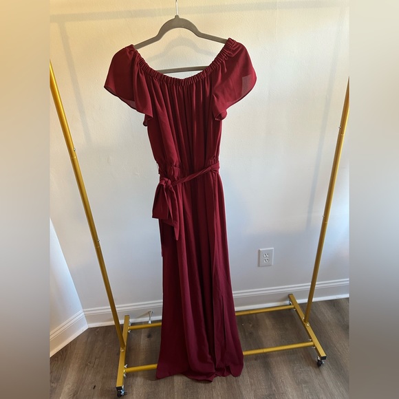 Rachael Roy Off Shoulder Long Dress/Pant Suit - Picture 1 of 4
